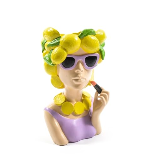 Decor Space Übertopf "Frau mit Obsthut" aus Kunstharz, Dekoration für den Innen- und Außenbereich (Modell 2) von Decor Space