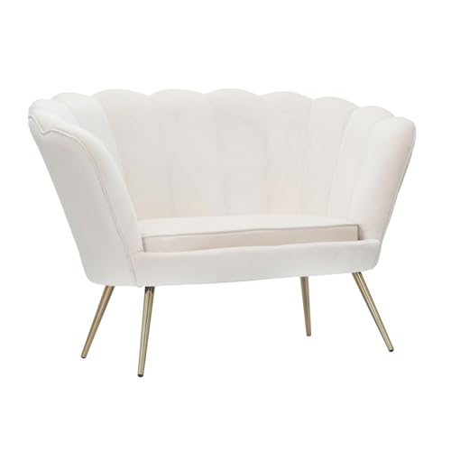 Decor Space Vienna 2-Sitzer-Sofa aus weißem Samt mit goldenen Beinen für Innenräume von Decor Space