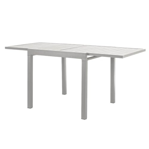Decorspace Ausziehbarer Tisch "Samoa" aus Aluminium für den Außenbereich für Garten und Veranda (90/180 x 90 cm, Taupe) von Decor Space