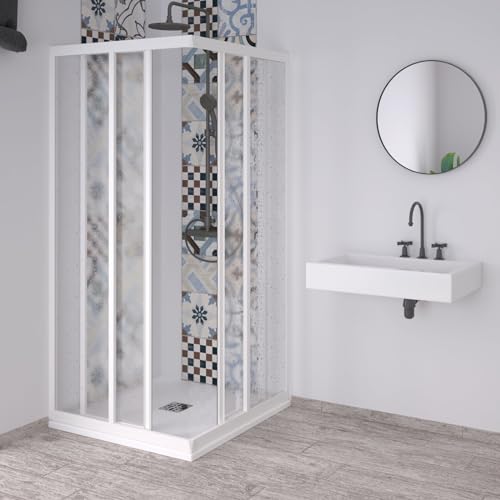 Decorspace Eckduschkabine "Acryl" aus Acryl mit PVC-Profilen, reduzierbare zentrale Öffnung "Made in Italy" garantiert 10 Jahre (75 x 90 cm) von Decor Space