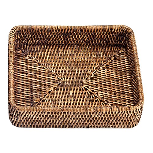 Decor Walther Basket TAB 1 Rattan-Tablett, Rattan dunkel LxBxH 18x18x5cm von Decor Walther