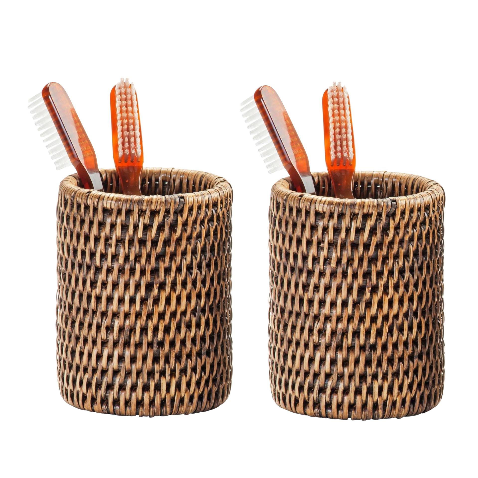 Decor Walther - Basket BER Rattan-Becher-Set 2tlg. - rattan dunkel/H x Ø 10,5x8cm von Decor Walther