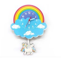 Hölzernes Einhorn Kinderzimmer Pendel Wanduhr, Regenbogen Dekor, Kinderwanddekor Für Weihnachtsgeschenk von Decor11Shop