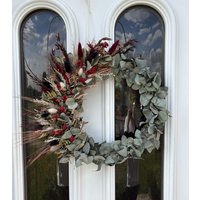Kranz Türkranz Trockenblumen Trockenkranz Natur Frühlingskranz Herbst Eukalyptus Sommergeschenk Hochzeit Boho von DecorAndCharmShop