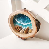 Meereswellen Kunstharz Ozean Ocean Art Resin Strandkunst Wand-Dekor 3D Kunst von DecorArtGoods