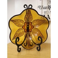 Anchor Hocking Renaissance Bernstein Perlen Blatt Schale von DecorDistillery