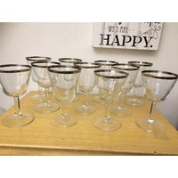 Vintage-Set Mit 10 Silbernen Cocktail-Weingläsern von DecorDistillery