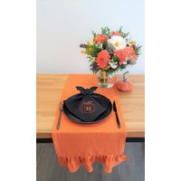 Oranger Leinen Tischläufer, Gebrannter Oranger Herbst Orange Mittelstück, Büffel Tisch von DecorDora