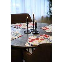 Rundes Zweiseitiges Tischset, Florales Tischset Für Runden Tisch, Keilförmiges Mohnblumen-Tischdekoration, Rustikale Tischdekoration von DecorDora