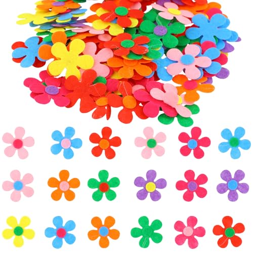 100 Stück Filzblumen Deko DIY Handwerk Kunst, Bunte Stoff Blümchen,Selbstklebende Blumen Filz, Blumen Verschönerungen, für Frühling Und Grußkartenzubehör, (Mehrfarbig) von DecorDwell