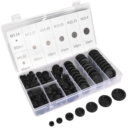 200 Stück Gummitülle Set,Kabeldurchführung Gummi,Schwarze Gummitülle Elektrischer Leiter Dichtungsring-Sortiment für Schutz von Drähten,Steckern und Kabeln (7 Größen) von DecorDwell