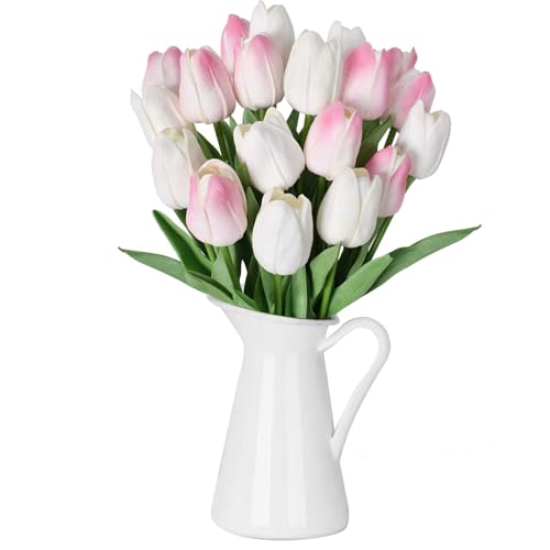 DecorDwell Latex Künstliche Tulpen, 20 PCS Faux Tulpen Real, Realistische Latex Tulpe mit Weichem PU Stiel, Elegante Blumendekoration, für Zuhause, Garten, Hochzeit, Party DecorDwell Latex Künstliche Tulpen, 20 PCS Faux Tulpen Real, Realistische Latex Tulpe mit Weichem PU Stiel, Elegante Blumendekoration, für Zuhause, Garten, Hochzeit, Party von DecorDwell