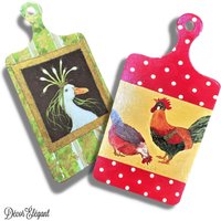 Decoupage-Schneidebretter Set Henne & Hahn, Weiße Ente, 15x30cm von DecorElegant