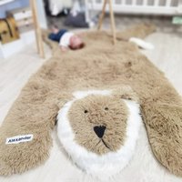 Handgefertigter Plüsch Löwe Teppich Für Safari Kinderzimmer Dekor - Personalisierbare Kinder Tier Spielmatte Einzigartiger Personalisierter von DecorLina