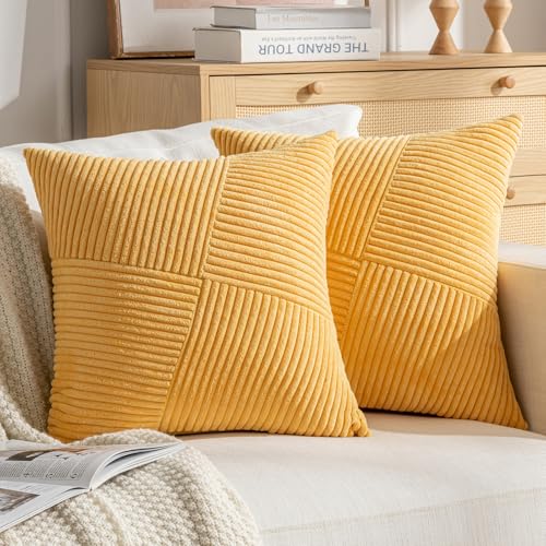 DecorMommt Pillow Cover 50x50 Gelb Kissenbezug Cord Samt Weich Kissenbezüge Geometrisch Diagonale Streifen 2er Set Outdoor Sofakissen Bezug für Sofa Stuhl Couch Bank Aufzüge Kissen Decor DecorMommt Pillow Cover 50x50 Gelb Kissenbezug Cord Samt Weich Kissenbezüge Geometrisch Diagonale Streifen 2er Set Outdoor Sofakissen Bezug für Sofa Stuhl Couch Bank Aufzüge Kissen Decor von DecorMommt