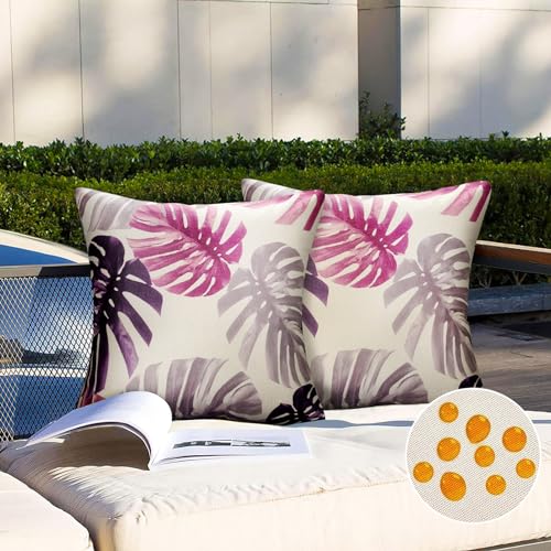 Sofakissen Kissenbezüge 40x40 Outdoor Kissenbezüge Wasserfeste Kissen Leinen Sommer Schildkrötenblatt Deko Kissenbezug für Wohnzimmer Schlafzimmer Sofa Garten Terrasse Deko, 2er Set von DecorMommt