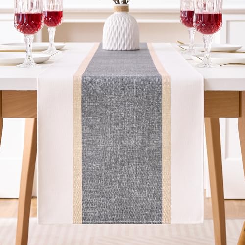 Tischläufer Grau 40x140 Modern Streifen Grau Beige Tischläufer Herbst Abwaschbar Outdoor Wasserdicht Landhausstil Küche Tisch Läufer Wohnzimmertisch Dekoration Outdoor Party Dekor von DecorMommt
