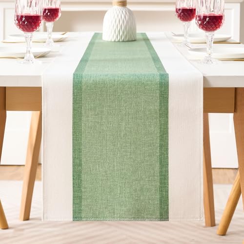 Tischläufer Outdoor 33x183cm Wohnzimmer Herbst Tischläufer Salbeigrün Tischdekoration Baumwolle Und Leinenim Wasserdicht Boho Saisonale Küchentischdecke Innen Urlaubs Und Partydekoration von DecorMommt