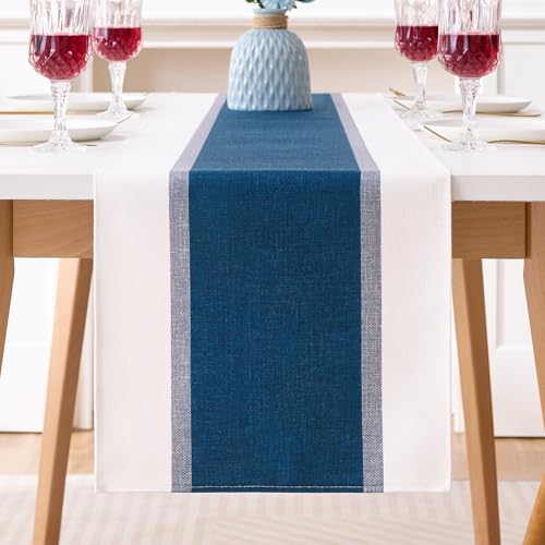 Tischläufer Blau 40x140 Boho Tischläufer Herbst Modern Streifen Tischdekoration Baumwolle Leinen Outdoor Wasserdicht Saisonale Küchentischdecke Innen Urlaubs und Party Dekoration von DecorMommt