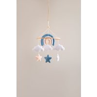 Baby Mobile Mit Wolken, Regenbogen Und Sternen, Krippen Kinderzimmer von DecorOfFelt