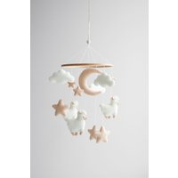 Babymobile Neutral, Schafe Mobile, Sterne Und Mond, Neue Eltern Geschenk von DecorOfFelt