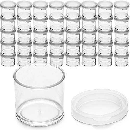 decorrack 30 Kunststoff Mini Behältern mit Deckel, Craft Vorratsdosen für Perlen, Glitzer, schlamm, bemalt oder Saatgut Aufbewahrung, klein klar leer Bechern mit Deckeln 40 Pack/0.5oz farblos von DecorRack