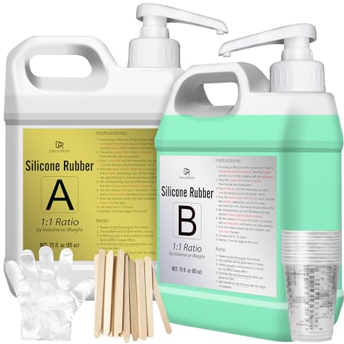 Flüssiges Silikon - 170oz / 4.4L Elastisches Abformsilikon mit Pumpen für Silikonform Herstellunz - Einfaches 1: 1 Verhältnis Grün Silikon Kautschuk für Harzformen, Seifenform, Kerzenform, Gießen von DecorRom