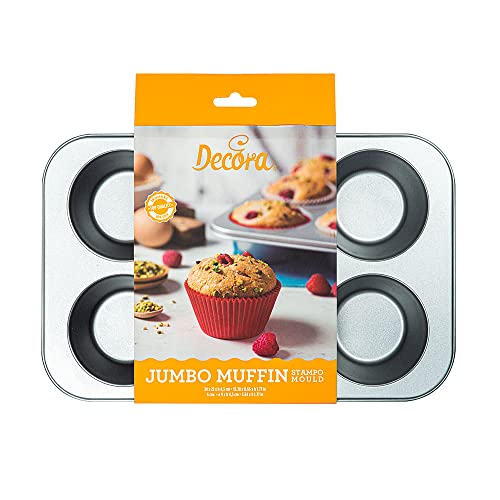 Decora 0070040 Backform 6 Jumbo Muffin Ø 9 cm - 34 x 22 x 4,5 cm, Grau von Decora