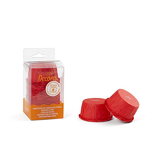 DECORA 0339806 ROT ZERKNITTERT MUFFINFÖRMCHEN 55 X 35 MM 25ST, Paper von Decora