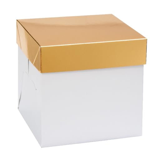 Decora, 0339445 Panettone-Box mit automatischem Boden, 20 x 20 x 20 cm, mit goldfarbenem Deckel, perfekt zum Verpacken von hohen oder niedrigen Panettons bis 1 kg, einzeln verpackt von Decora