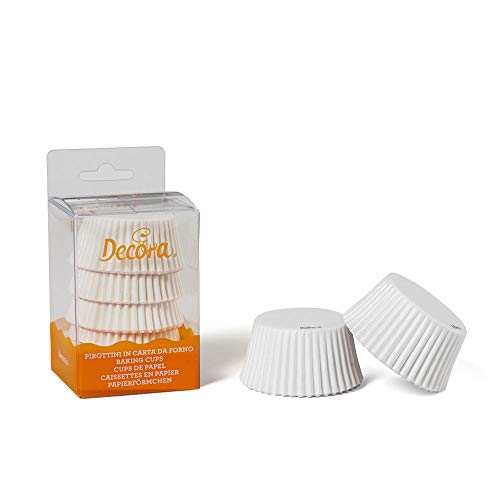 Decora, 0339742 Weiße Backförmchen, Bequeme Backförmchen zum Backen, Servieren und Verschenken von Muffins, Hitzebeständig bis 220 °C, In praktischer Blisterverpackung. von Decora