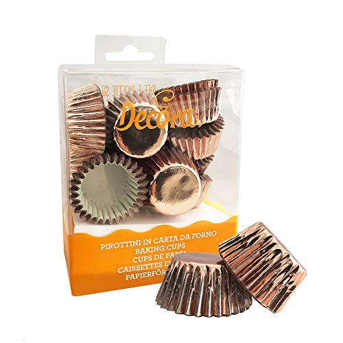 Decora, 0339796 Roségoldene Bon Bon Backförmchen, Bequeme Backförmchen zum Backen, Servieren und Verschenken von Bon Bons, Hitzebeständig bis 180 °C, In praktischer Blisterverpackung. von Decora