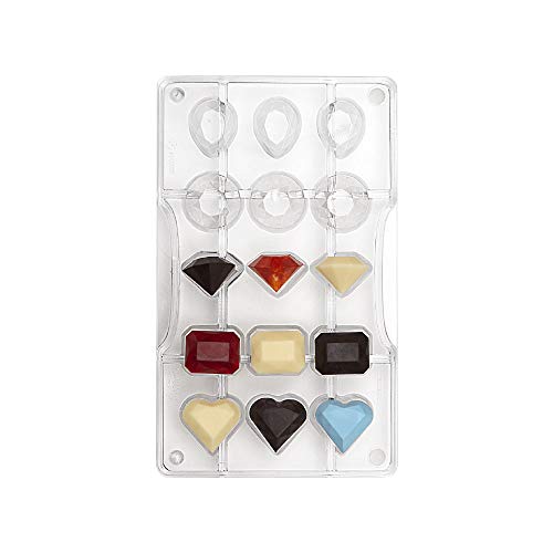 DECORA, 0050154 Herzförmige Schokoladenform aus Polycarbonat, 15 Kavitäten 20/30 mm, Ideal für glänzende und knusprige Schokolade, mit patentiertem ergonomischem Griff, Made in Italy. von Decora