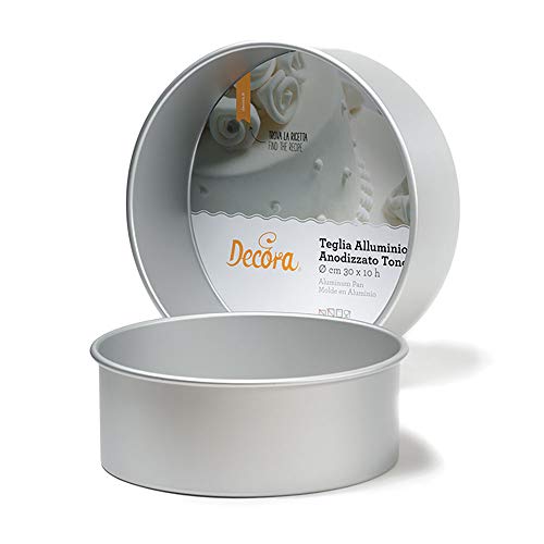 DECORA Teglia Professionale Tonda, Alluminio Anodizzato, Argento, 0062615 Professionelle runde Backform, eloxiertes Aluminium, silberfarben, 35 x 10 cm, Metall, Silber/Schwarz, Ø von Decora