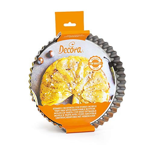DECORA, 0070018 Backform mit Antihaftbeschichtung und abnehmbarem Boden, rund Ø 28 X 3,5 cm, Ermöglicht einfaches Entformen von Gebäck, Professionelles Design. von Decora