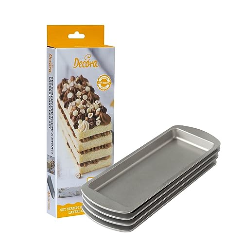 Decora 0070032 4-TLG. Set Formen 25,5 X 10,5 X 2 H cm FÜR RECHTECKTIGE SCHICHTKUCHEN, Stahl von Decora