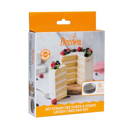 Decora 0070033 5-TLG. Set Formen Ø 15 X 3,5 H cm FÜR RUNDE SCHICHTKUCHEN, Stahl von Decora