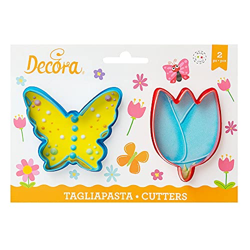 DECORA 0255075 AUSSTECHER AUS Kunststoff Schmetterling UND Blume 2TLG 9X H2,2CM von Decora