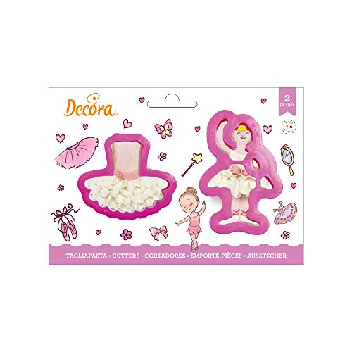 Decora 0255206 AUSSTECHER AUS KUNSTSTOFF TÄNZERIN UND TUTU 2-TLG, Sortiert von Decora