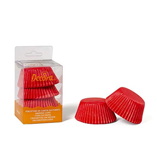 Decora, 0339635 Rote Backförmchen, Bequeme Backförmchen zum Backen, Servieren und Verschenken von Muffins, Hitzebeständig bis 220 °C, In praktischer Blisterverpackung. von Decora