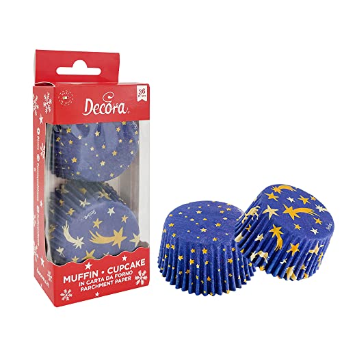DECORA, 0339869 Muffinförmchen, Bequem zum Backen, Präsentieren und Verschenken von Muffins, Hitzebeständig bis 220°C, Hergestellt in Italien, Sternenhimmel-Design, Packung mit 36 Stück. DECORA, 0339869 Muffinförmchen, Bequem zum Backen, Präsentieren und Verschenken von Muffins, Hitzebeständig bis 220°C, Hergestellt in Italien, Sternenhimmel-Design, Packung mit 36 Stück. von Decora