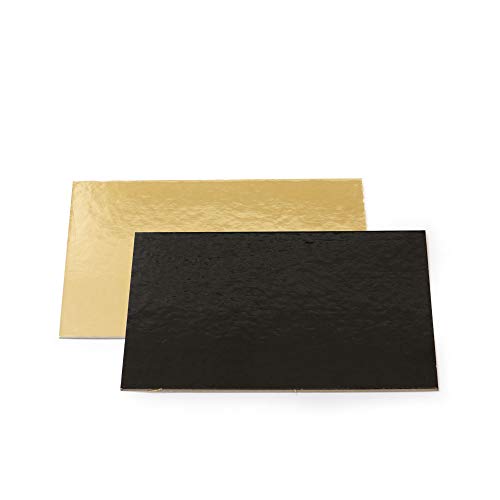 DECORA 0932591 EINZELNER TORTENPLATTE DOPPELTE Farbe Gold 30X40XH0,3 cm, PAPPE, Goldfarben/Schwarz, 30 x 40 x 30 cm von Decora