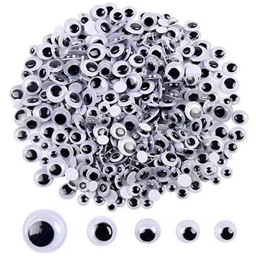 Decora 6 mm bis 12 mm schwarze Kulleraugen, selbstklebend, 500 Stück von Decora