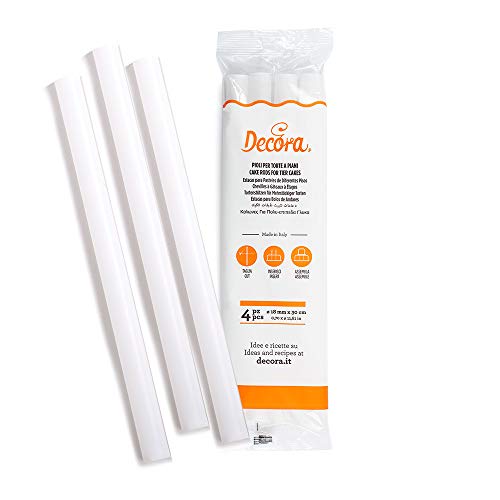 DECORA 9260157 4ER-Pack TORTENSTÜTZEN AUS PP NEUTRAL Ø 18 MM x 30 cm, Kunststoff von Decora