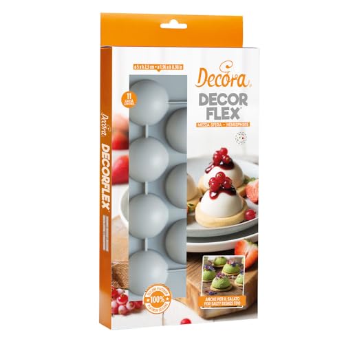 Decora 9260432 Silikonform, flexibel, hochwertig, mit 11 Vertiefungen, halbe Kugel Ø 50 x 25 mm, ideal für die Herstellung von Leckereien oder herzhaften Zubereitungen, sowohl im Ofen als auch im Decora 9260432 Silikonform, flexibel, hochwertig, mit 11 Vertiefungen, halbe Kugel Ø 50 x 25 mm, ideal für die Herstellung von Leckereien oder herzhaften Zubereitungen, sowohl im Ofen als auch im von Decora