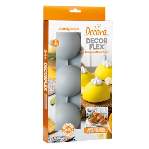 Decora 9260435 Backform aus flexiblem Platinum-Silikon, hergestellt in Italien, hochwertig, mit 5 Mulden, für eine halbe Kugel mit einem Durchmesser von Ø 80 x 40 H mm, für süße und herzhafte Decora 9260435 Backform aus flexiblem Platinum-Silikon, hergestellt in Italien, hochwertig, mit 5 Mulden, für eine halbe Kugel mit einem Durchmesser von Ø 80 x 40 H mm, für süße und herzhafte von Decora