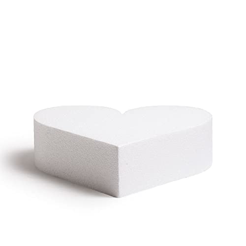 Decora, 0174061 Herzförmiger Styropor-Dummy einzeln verpackt, Ideal als Unterlage für gestapelte Kuchen, Gerade Kanten, 20 X H 7,5 cm. von Decora