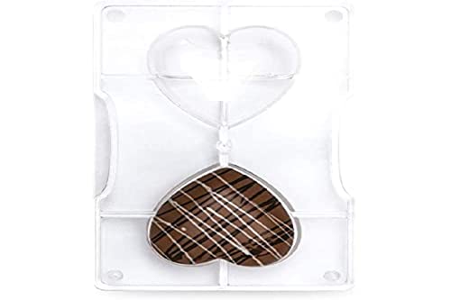DECORA, 0050078 Herzförmige Schokoladenform aus Polycarbonat, 2 Kavitäten 67,9 x 66,4 mm, Ideal für glänzende und knusprige Schokolade, mit patentiertem ergonomischem Griff, Made in Italy. von Decora