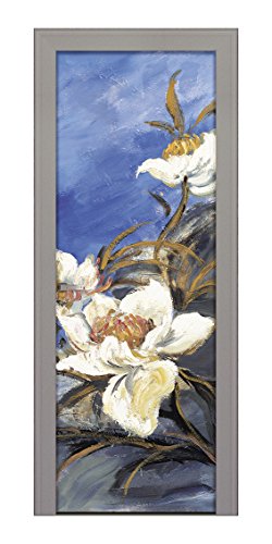 Decoralive – Bild für Tür Blumen, Blauer Hintergrund 83.00x211.00x0.05 cm bunt von Decoralive