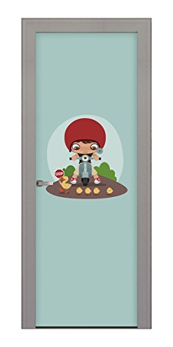 Decoralive – Bild für Tür Mädchen, Vespa 73.00x211.00x0.05 cm bunt von Decoralive